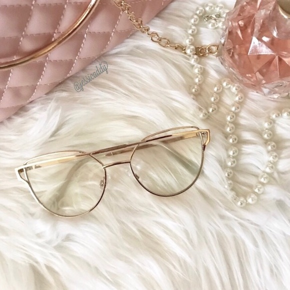 Clear Gold Retro Glasses - Picture 3 of 7